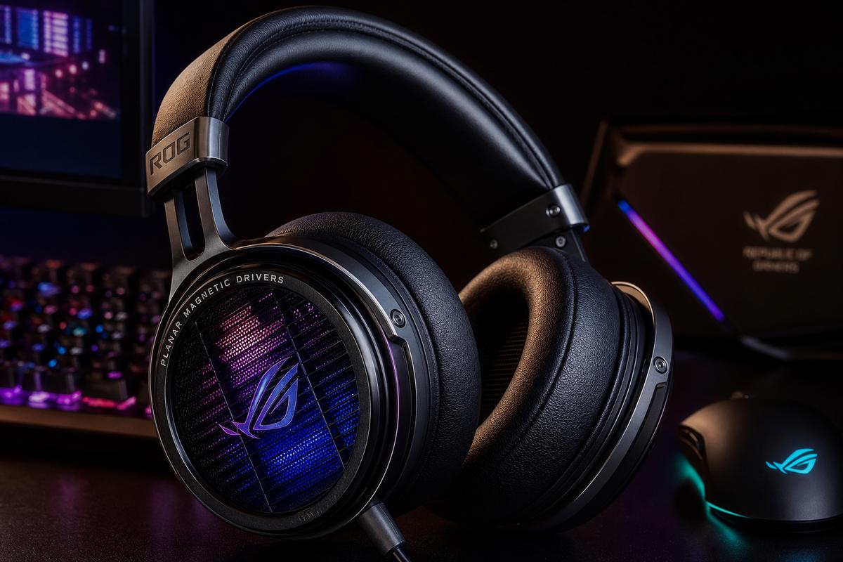 ROG Kitharaゲーミングヘッドセットのクローズアップ
