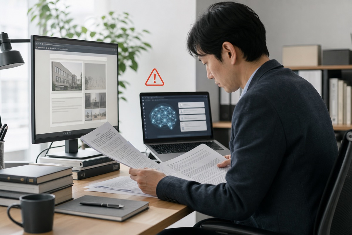 比較と確認を重ねるAI導入のイメージ