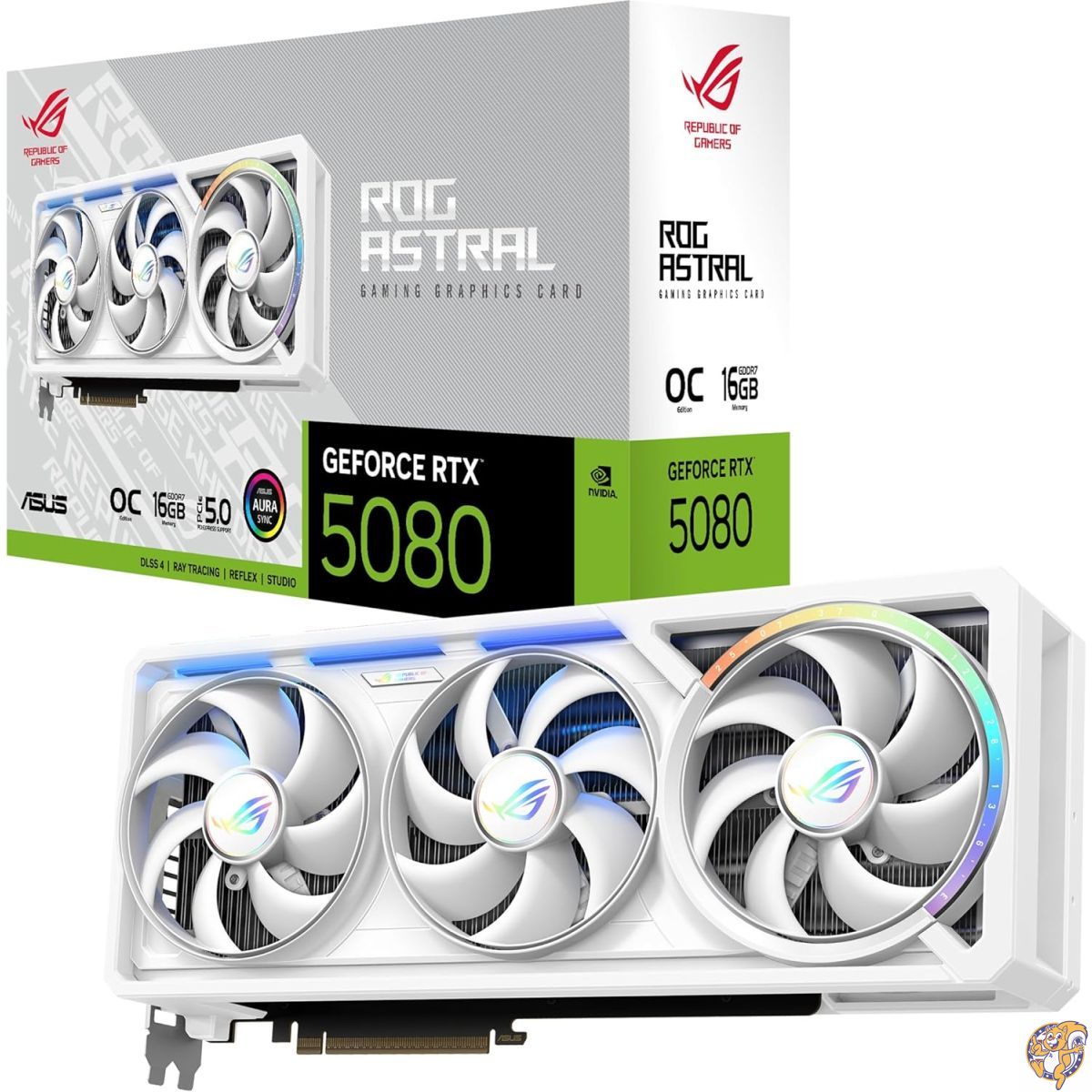 ASUS ROG Astral GeForce RTX 5080 White OC Edition本体と製品箱